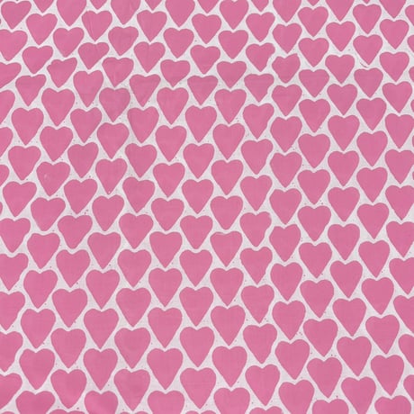 【50cm単位】ピンクハート　インド　ハンドブロックプリント生地　テキスタイル  コットン