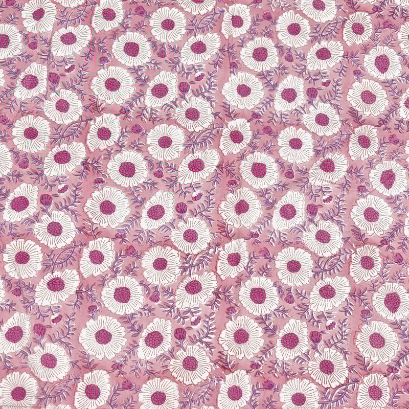 Sale フレンチピンクS ブロックプリントリキルト　オーガニックコットン Sale フレンチピンクS ブロックプリントリキルト オーガニック