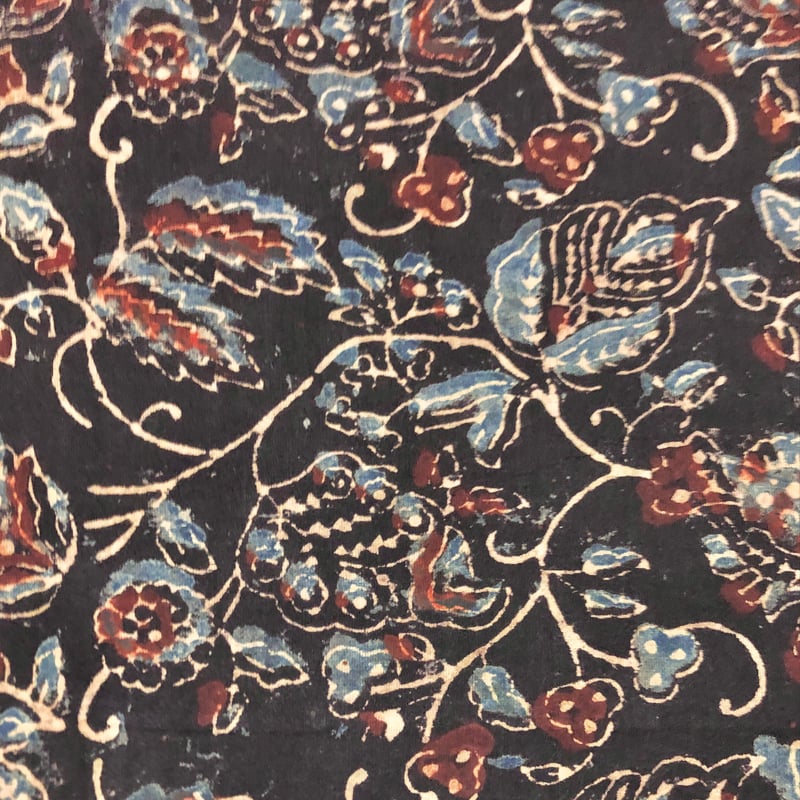 50cm単位】アジュラック08 ブラック インド ハンドブロックプリント