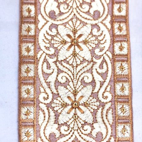 【50cm単位】パープルピンク　スクエア　インド刺繍リボン　ハンドメイド材料　りぼん素材