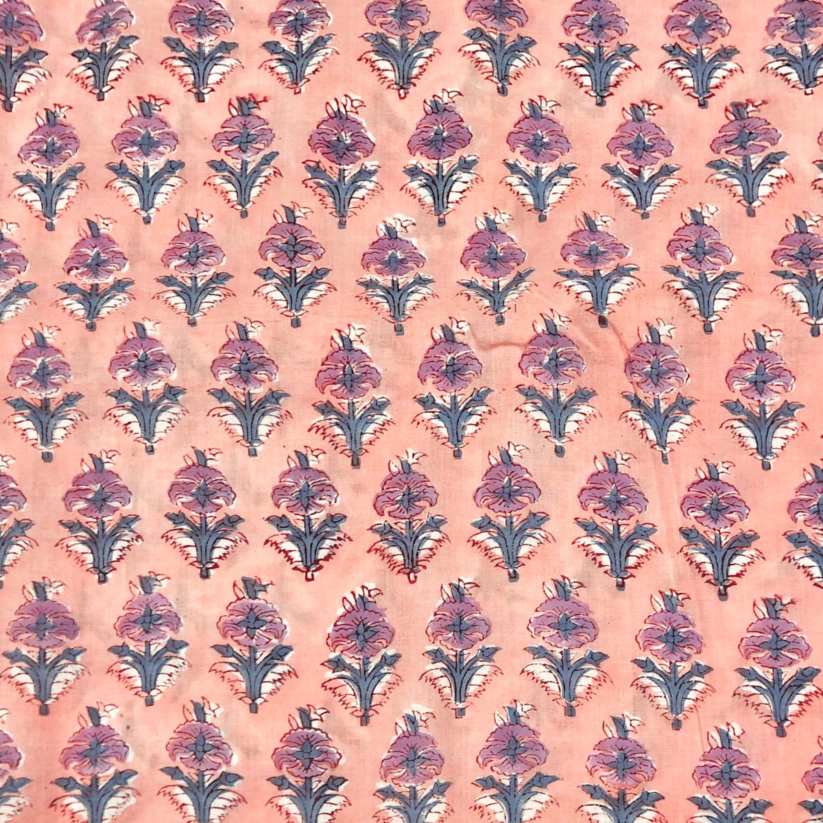 50cm単位】サーモンピンクパープルスモールフラワー インド