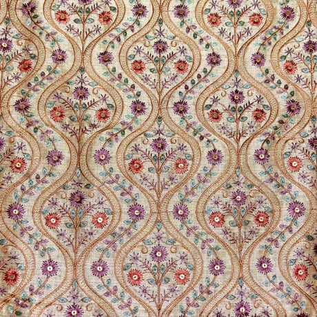 【⚠️10cm単位(50cm以上)】オフホワイト　螺旋　インド刺繍生地　ハンドメイド素材