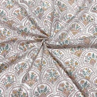 アウトレット商品【50cm単位】ホワイトベージュフラワーアーチ型　インド　ハンドブロックプリント生地　テキスタイル  コットン