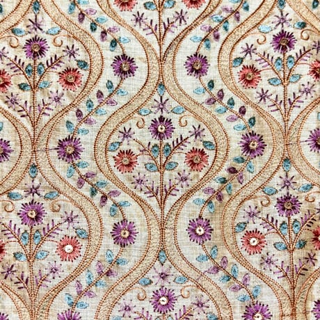 【⚠️10cm単位(50cm以上)】オフホワイト　螺旋　インド刺繍生地　ハンドメイド素材