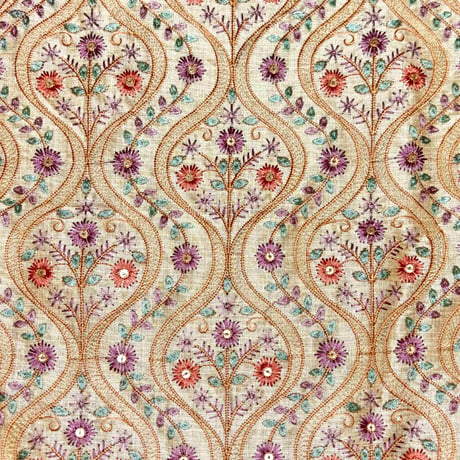 【⚠️10cm単位(50cm以上)】オフホワイト　螺旋　インド刺繍生地　ハンドメイド素材