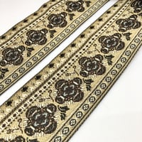 【50cm単位】ベージュブラックローズ　インド刺繍リボン　ハンドメイド材料　りぼん素材