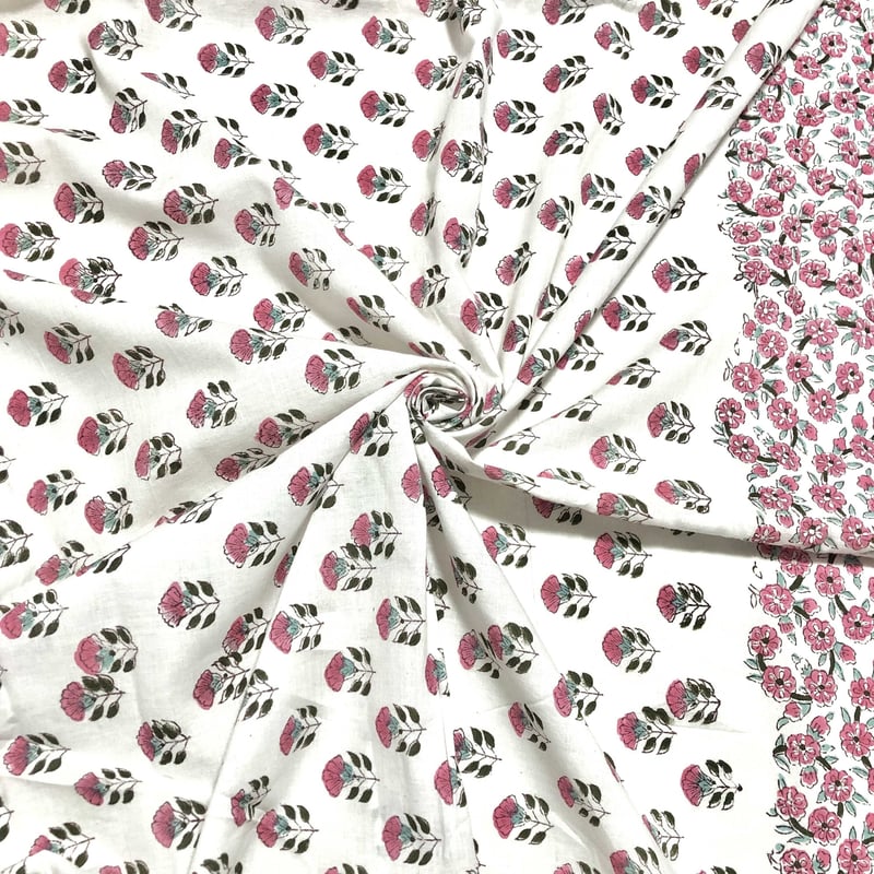 50cm単位】ホワイトレッドフラワーマルチデザイン インド ハンド