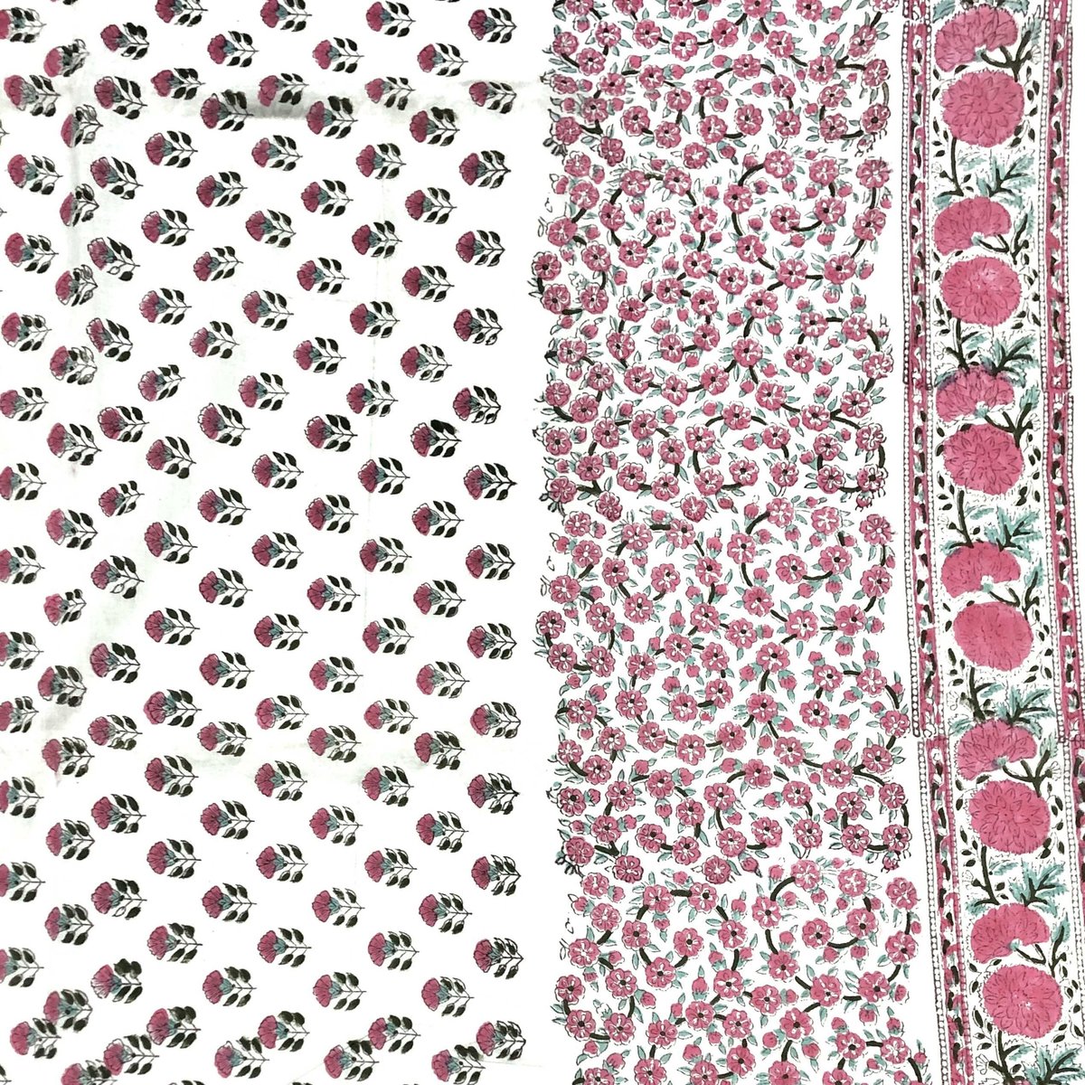 50cm単位】ホワイトレッドフラワーマルチデザイン インド ハンド