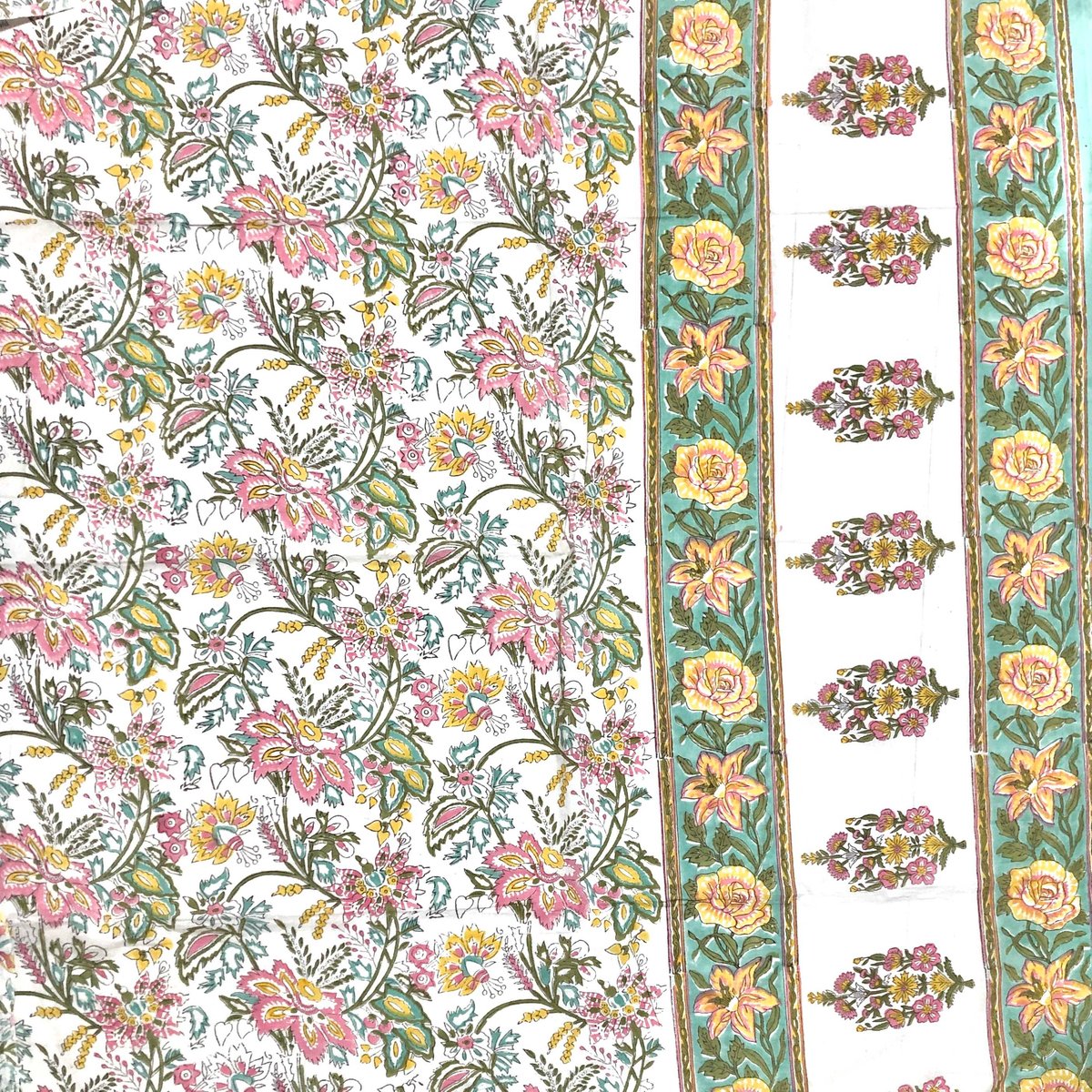 美品 ハンドブロックプリント インドラグ 140×200 ナチュラル デザイン ▽▽▽▽▽ Tiger hand block print cotton set up. . . 何気に