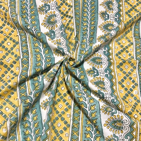 初売り AI-BRN-04 藍染x茶綿ボーダー柄 木綿布80cm幅* 