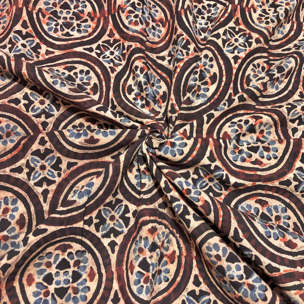 50cm単位】アジュラック18 ブラック インド ハンドブロックプリント