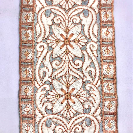 【50cm単位】ブルー　スクエア　インド刺繍リボン　ハンドメイド材料　りぼん素材