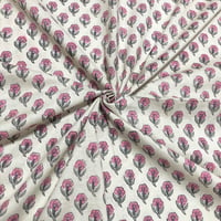 【50cm単位】グレージュピンクスモールフラワー　インド　ハンドブロックプリント生地　テキスタイル  コットン