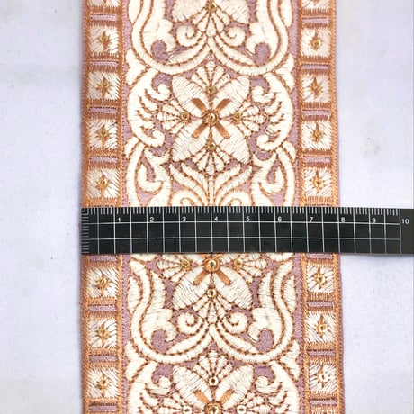 【50cm単位】パープルピンク　スクエア　インド刺繍リボン　ハンドメイド材料　りぼん素材