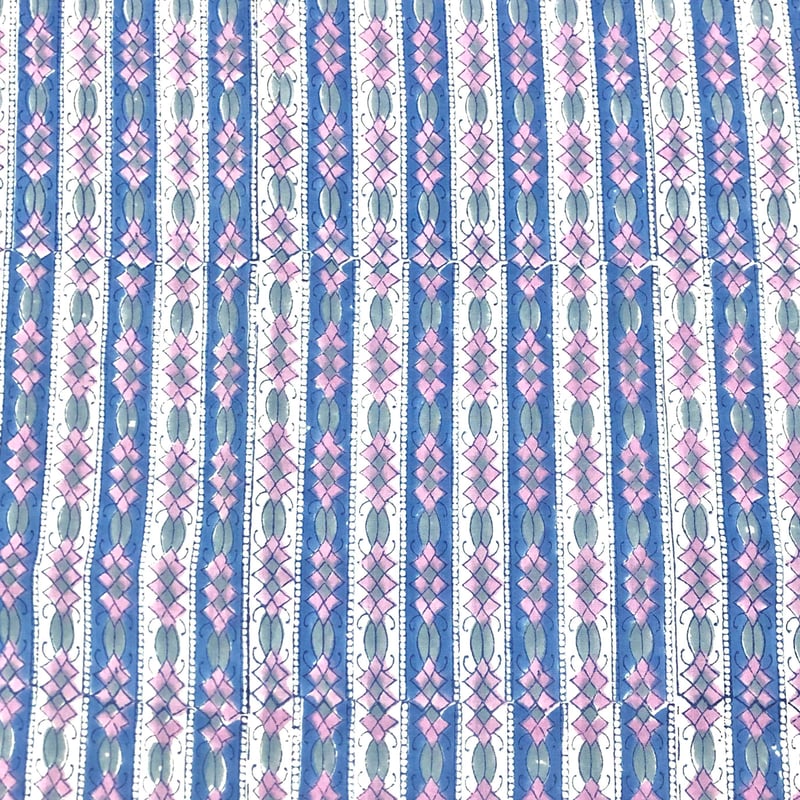 未使用※インド ブロックプリント 中綿入りキルト コバルトブルー