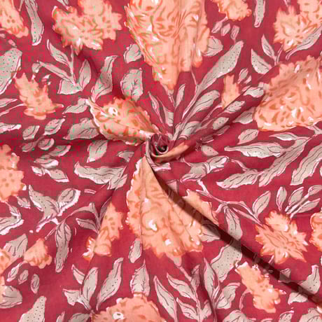 未使用※大判　インド ブロックプリント 中綿入りキルト ソフトオレンジ　カバー 6100da668436d932d9914d4c8a6d5a