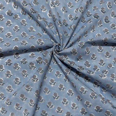 未使用※インド ブロックプリント 中綿入りキルト コバルトブルー