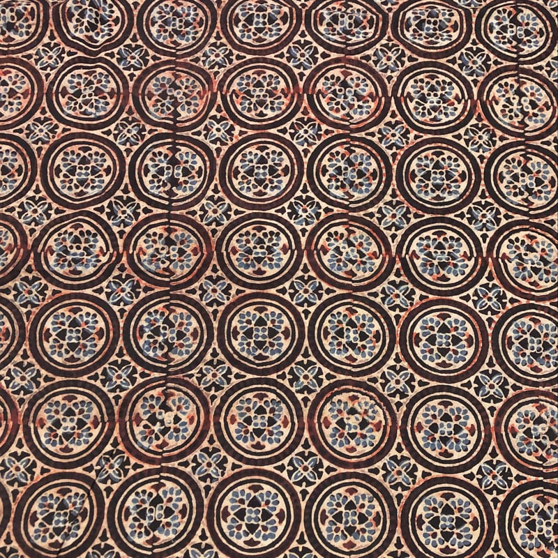 50cm単位】アジュラック18 ブラック インド ハンドブロックプリント