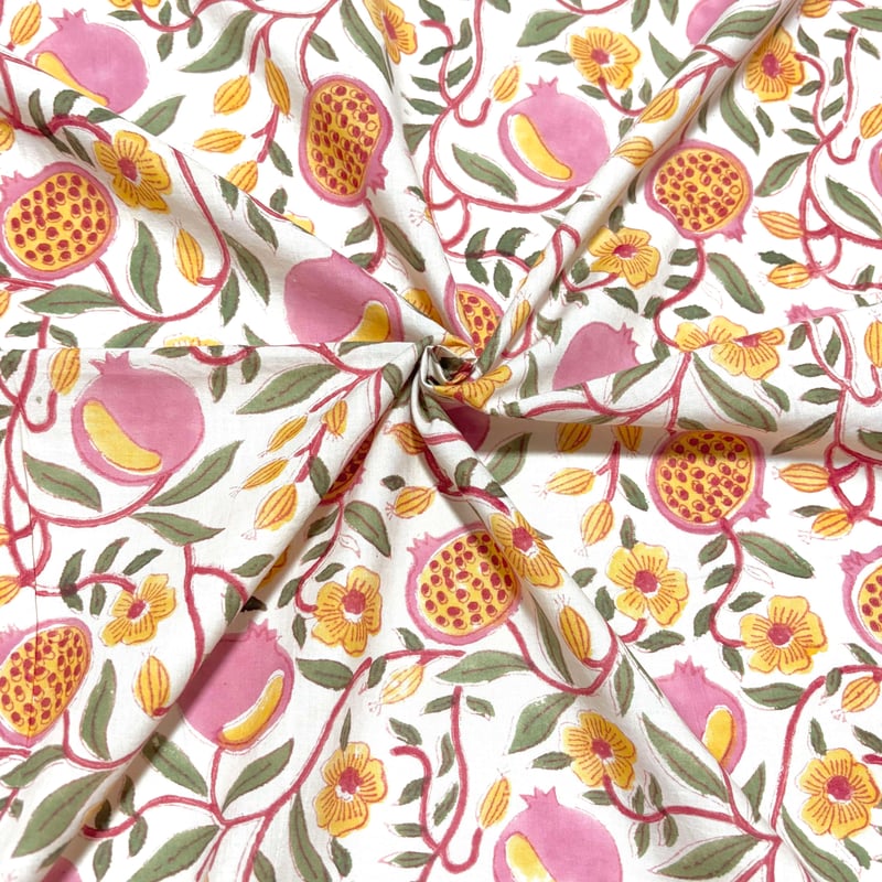 Sale フレンチピンクS ブロックプリントリキルト　オーガニックコットン Sale フレンチピンクS ブロックプリントリキルト オーガニックコットン