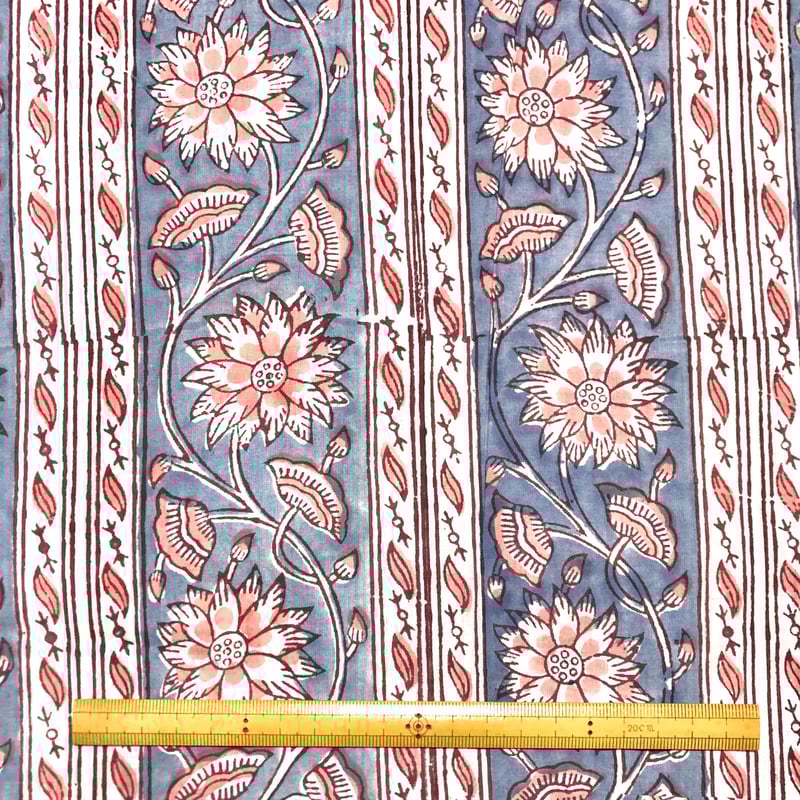 未使用※インド ブロックプリント 中綿入りキルト ウォーターカラー