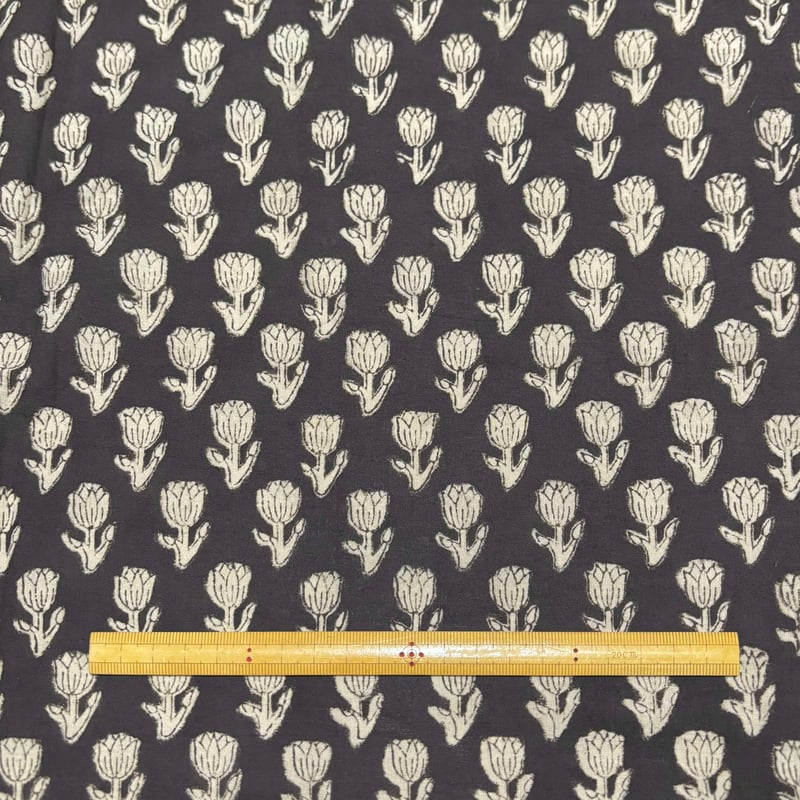 絵画 アンティーク ハンドメイド　インド　　マディー シンブロックプリント 50cm単位】ホワイトイエローフラワー大柄 インド ハンドブロック