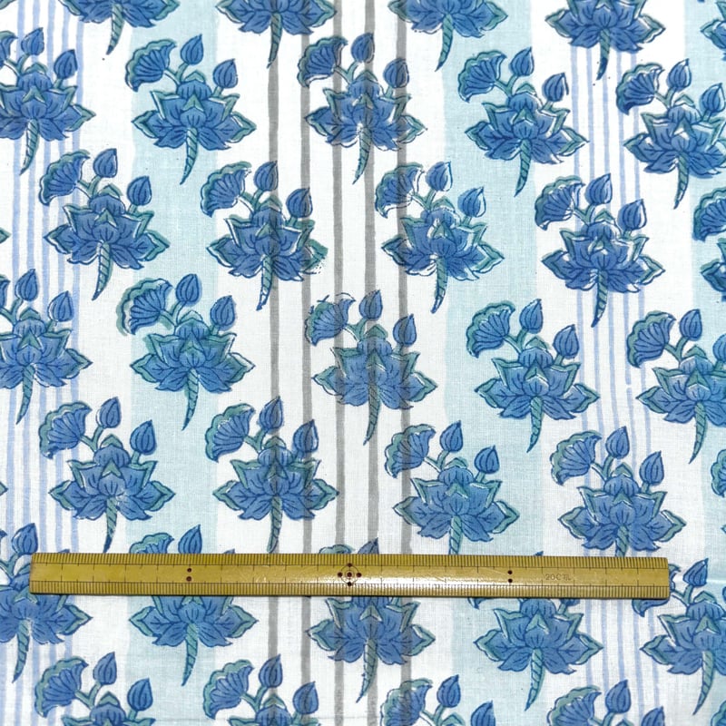 未使用※インド ブロックプリント 中綿入りキルト アースフラワー