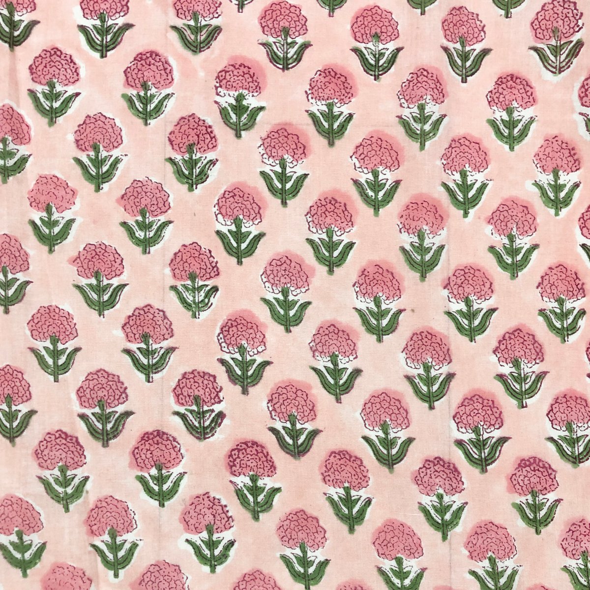 50cm単位】コーラルピンクスモールフラワー インド ハンドブロック