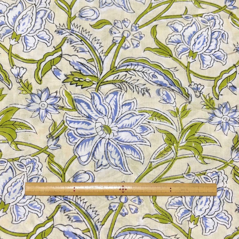 未使用※インド ブロックプリント 中綿入りベビーキルト ソフトイエロー