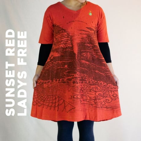 『テッポーショートワンピース オルタネイティヴ  新しい暮らし_地球と月』Hemp×オーガニックコットン (Sunset Red Hemp)