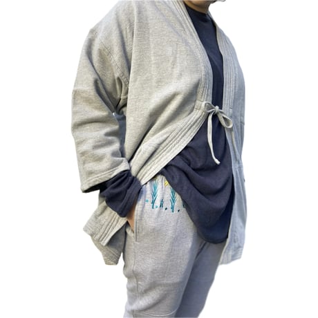 『ハッピーハオリ  HAPPY HAORI♪法被羽織』ライトグレーコットンスウェット