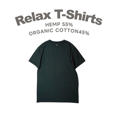炭『RELAX HempT-shirts  BLACK』Hemp o/cotton unisex 中薄手175g