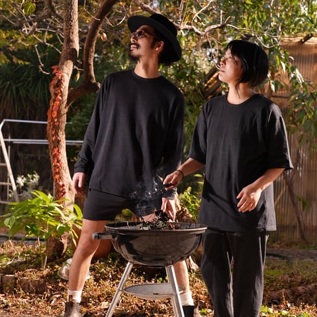 炭『HEAVY NORA T-shirts BLACK 』Hemp o/cotton unisex 中厚手250g