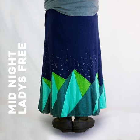 『パッチワークロングスカート MOON&MOUNTAIN』Hemp×オーガニックコットン(MID NIGHT)