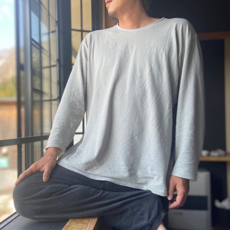 灰『RELAX LONG T』STONE Hemp o/cotton /Ladys,kids unisex　中薄手175g