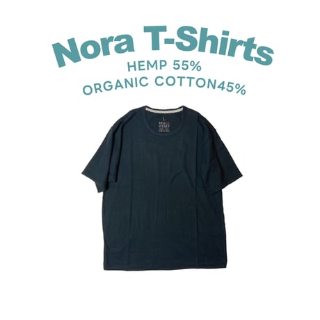 炭『NORA T-shirts BLACK 』Hemp o/cotton unisex 中薄手175g