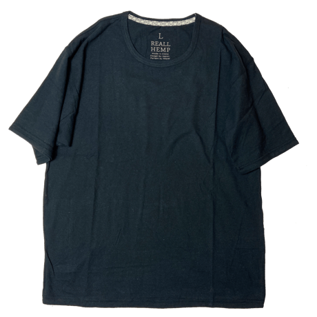 炭『HEAVY NORA T-shirts BLACK 』Hemp o/cotton unisex 中厚手250g