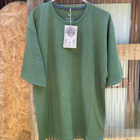 『テッポーTシャツ 無地_022』Hemp×オーガニックコットン後染めカーキ