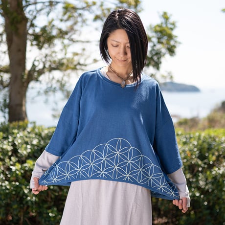 『草木染め ビッグカットソー  FLOWER OF LIFE  フラワーオブライフ』Hemp×オーガニックコットン