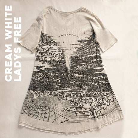 『テッポーショートワンピース オルタネイティヴ  新しい暮らし_地球と月』Hemp×オーガニックコットン (Cream White Hemp)