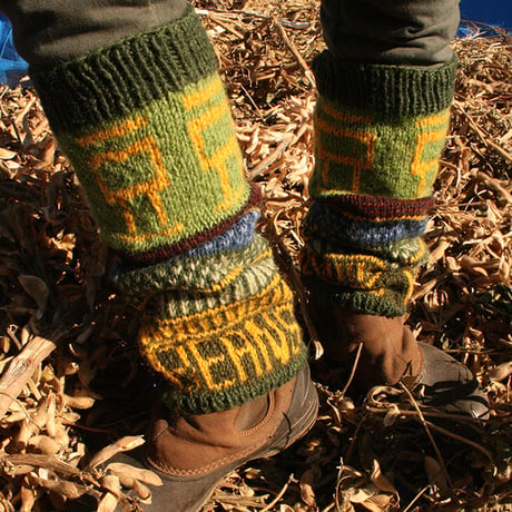 『手編みレッグウォーマー 豆  Beans Leg warmer 』ニュージーランドウール (ユニセックスフリーサイズ)