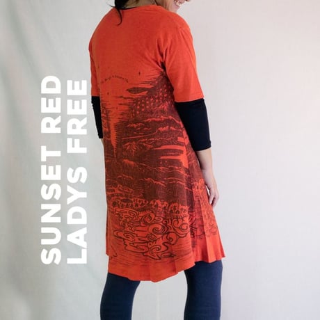 『テッポーショートワンピース オルタネイティヴ  新しい暮らし_地球と月』Hemp×オーガニックコットン (Sunset Red Hemp)