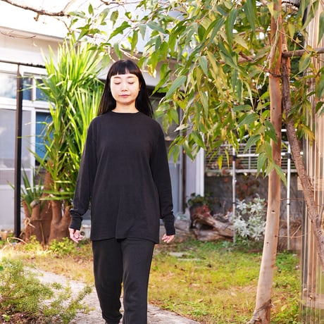 Ladys,kids『RELAX LONG-T BLACK』 Hemp o/cotton /unisex 中厚手250g