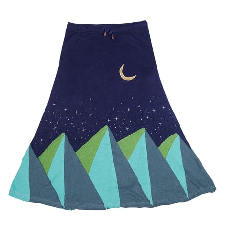 『パッチワークロングスカート MOON&MOUNTAIN』Hemp×オーガニックコットン(MID NIGHT)