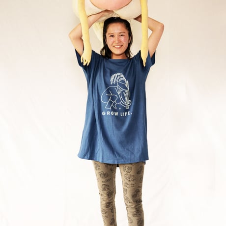 『草木染め ビッグTシャツ(ポケット付き)  GROW LIFE！グロウライフ』Hemp×オーガニックコットン