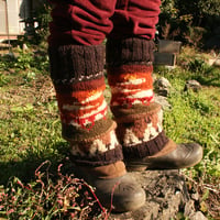 『手編みレッグウォーマー Nature Leg warmer』ニュージーランドウール ( ユニセックスフリーサイズ)