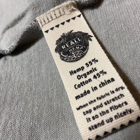 灰『RELAX LONG T』STONE Hemp o/cotton /Ladys,kids unisex　中薄手175g