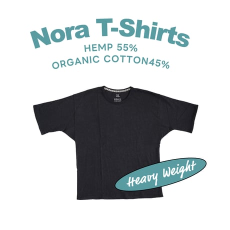 炭『HEAVY NORA T-shirts BLACK 』Hemp o/cotton unisex 中厚手250g