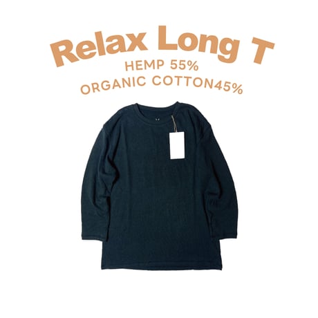 Ladys,kids『RELAX LONG-T BLACK』 Hemp o/cotton /unisex 中厚手250g