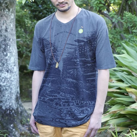 『テッポーTシャツ オルタネイティヴ  新しい暮らし_地球と月』Hemp×オーガニックコットン