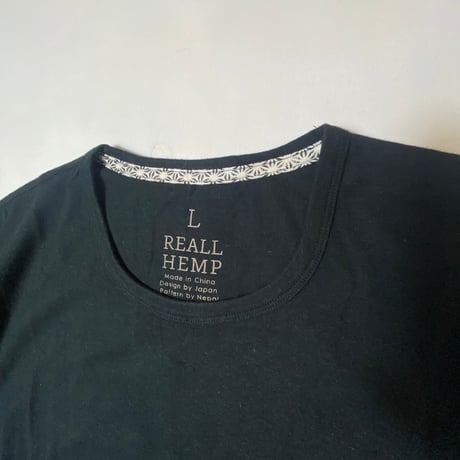 炭『NORA T-shirts BLACK 』Hemp o/cotton unisex 中薄手175g